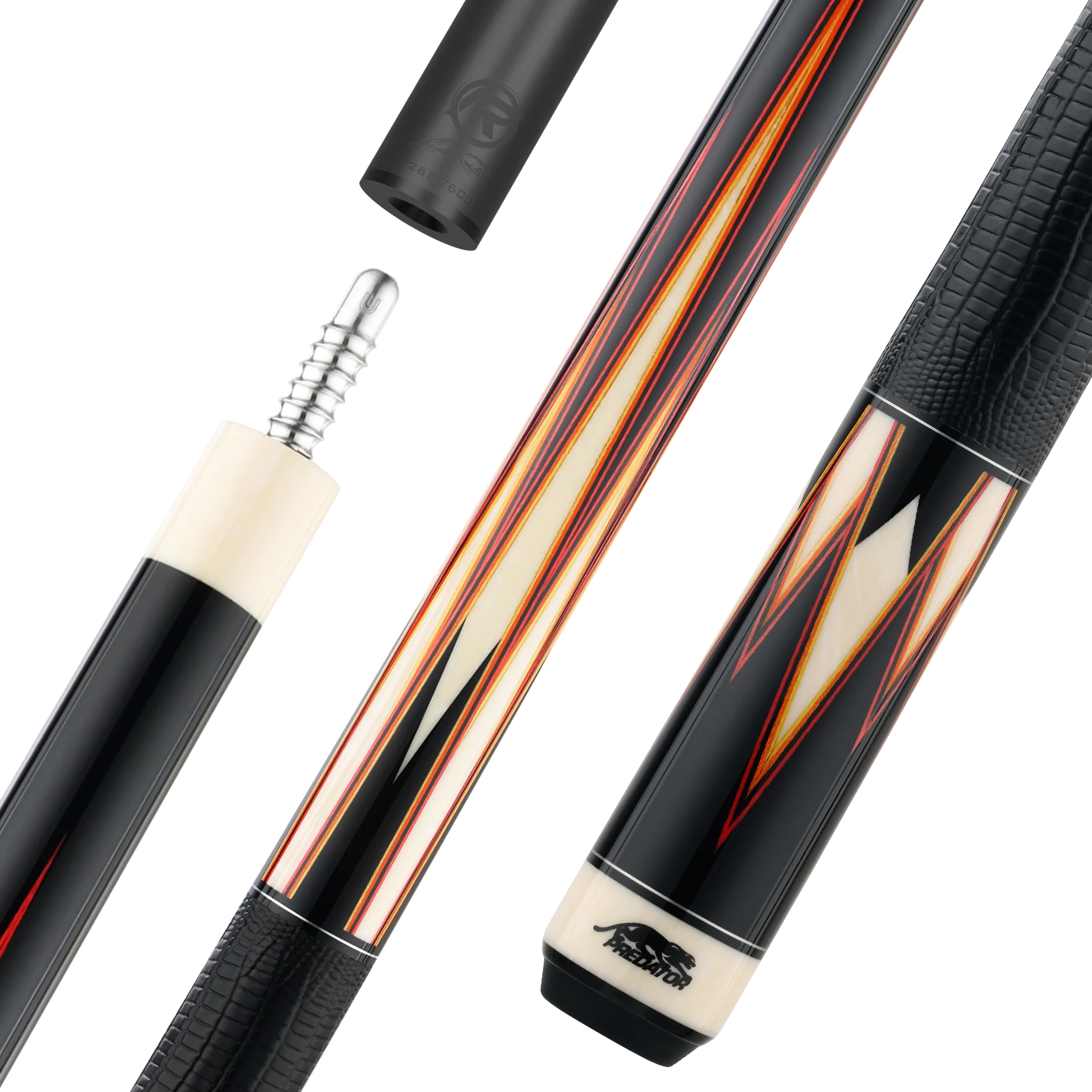 predator-true-splice-16-queue-de-billard-b-ne-pointes-rouge-orange-wrap-cuir image 1
