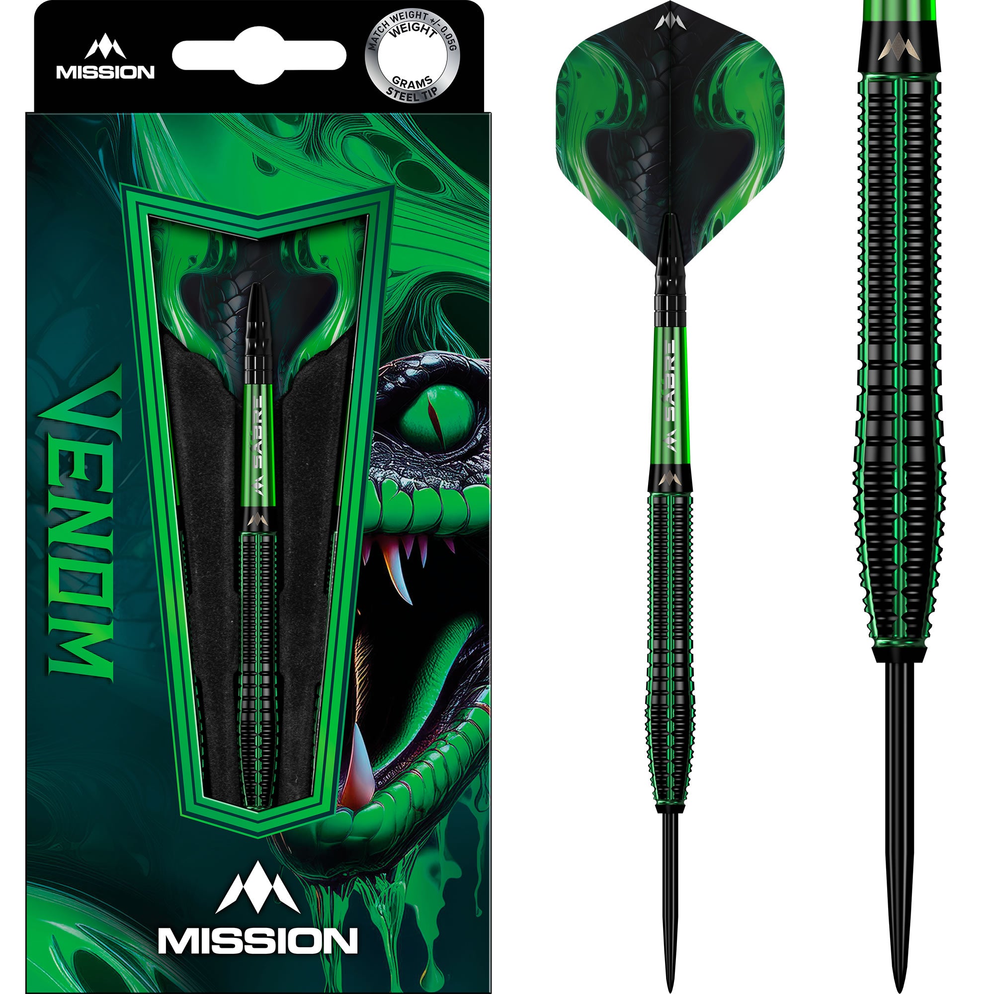 mission-venom-fl-chettes-steel-tip-90-tungst-ne-black-green-electro image 1