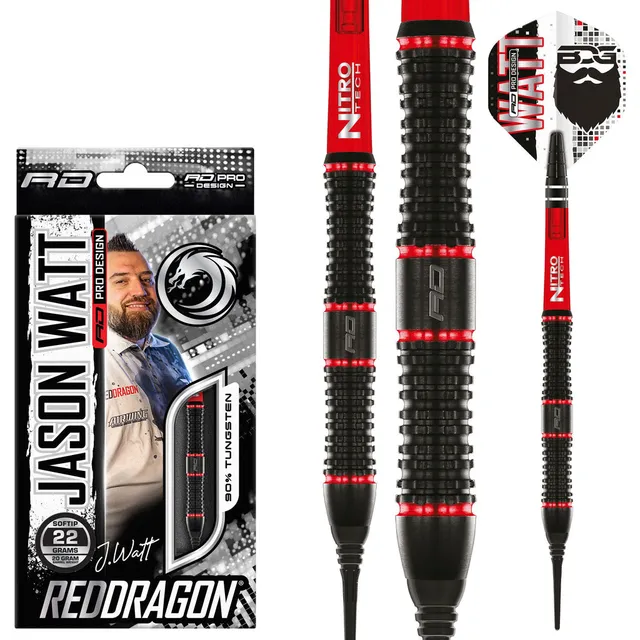 red-dragon-darts-jason-watt-fl-chettes-pointe-souple image 1