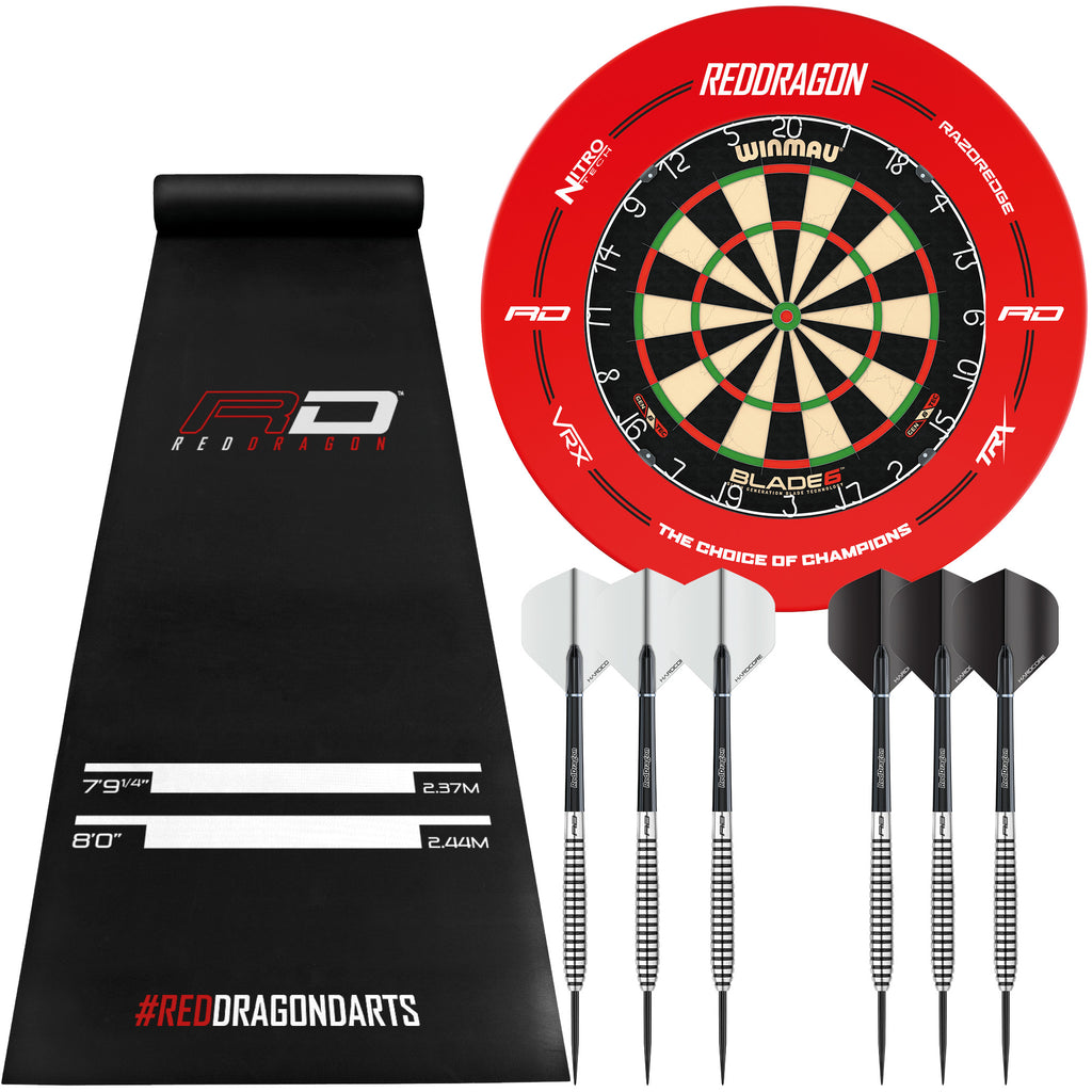 red-dragon-darts-deluxe-surround-set-avec-cible-tapis-et-fl-chettes image 1