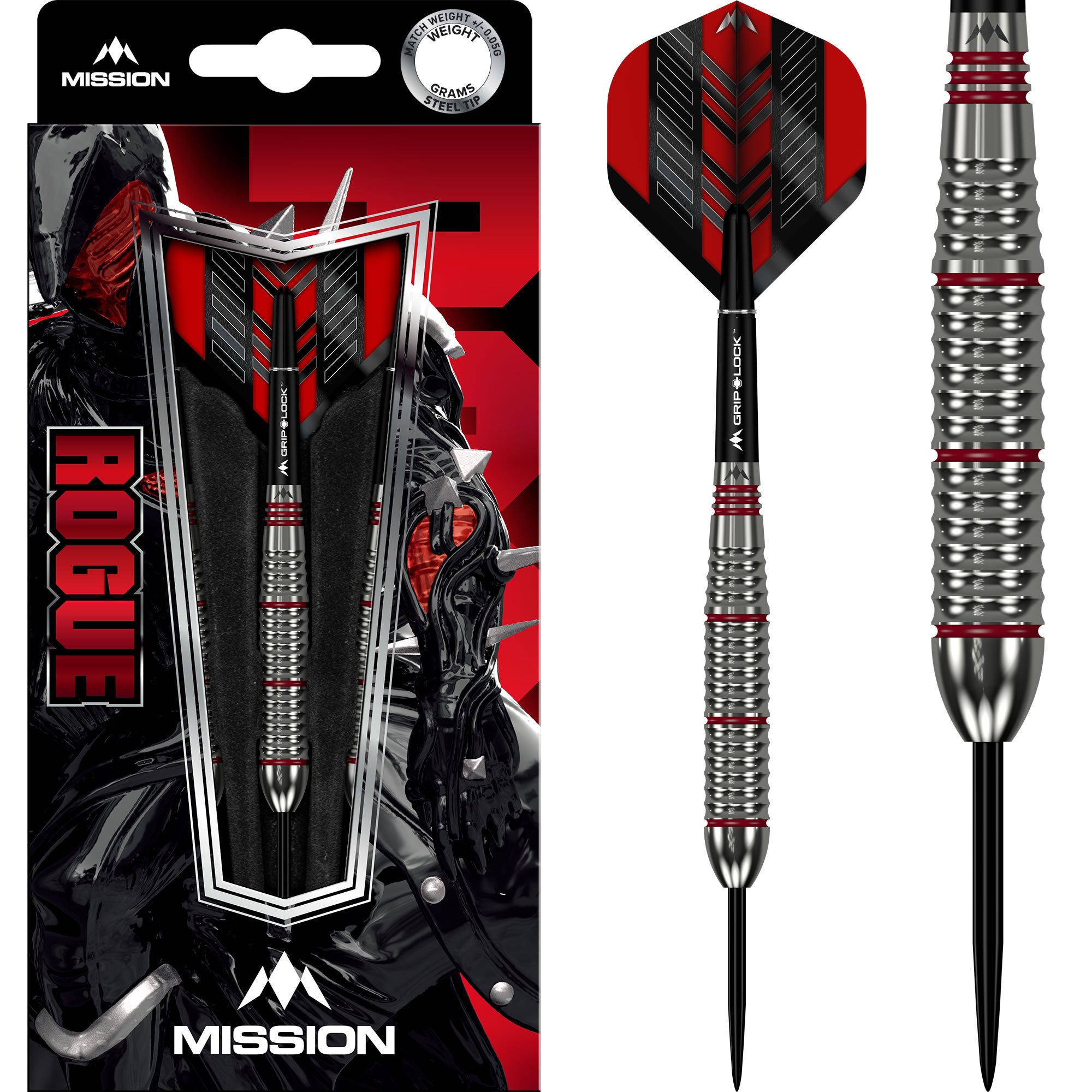 mission-darts-rogue-fl-chettes-acier-laiton-22-g-argent-rouge image 1