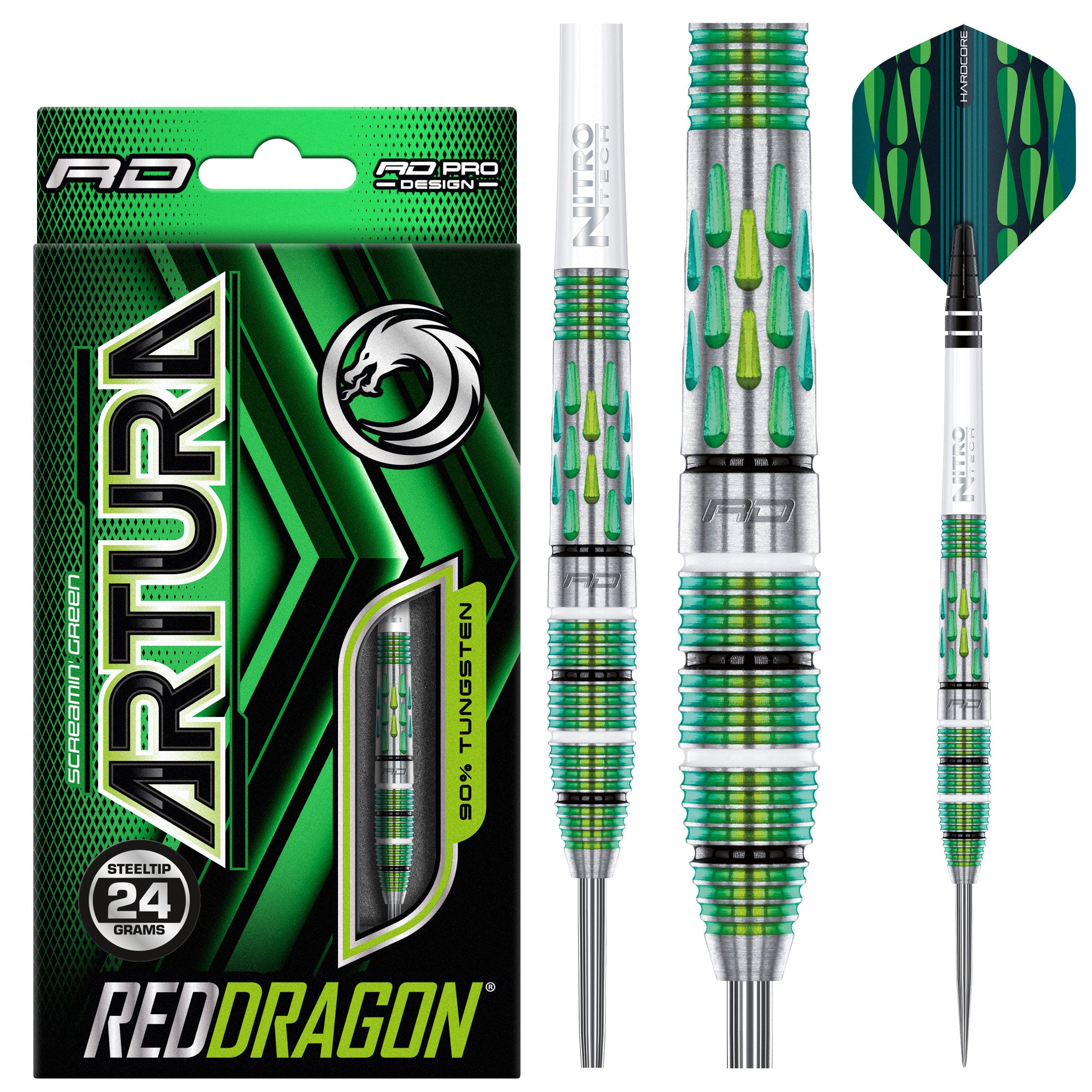 red-dragon-darts-artura-screamin-green-fl-chettes-90-tungst-ne image 1
