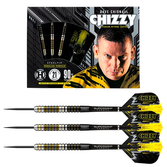 harrows-chizzy-90-fl-chettes-pointe-acier-dave-chisnall image 1