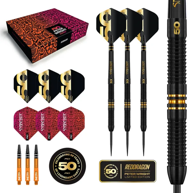 red-dragon-darts-peter-wright-50-year-player-edition-fl-chettes-onyx-or-24-carat image 1
