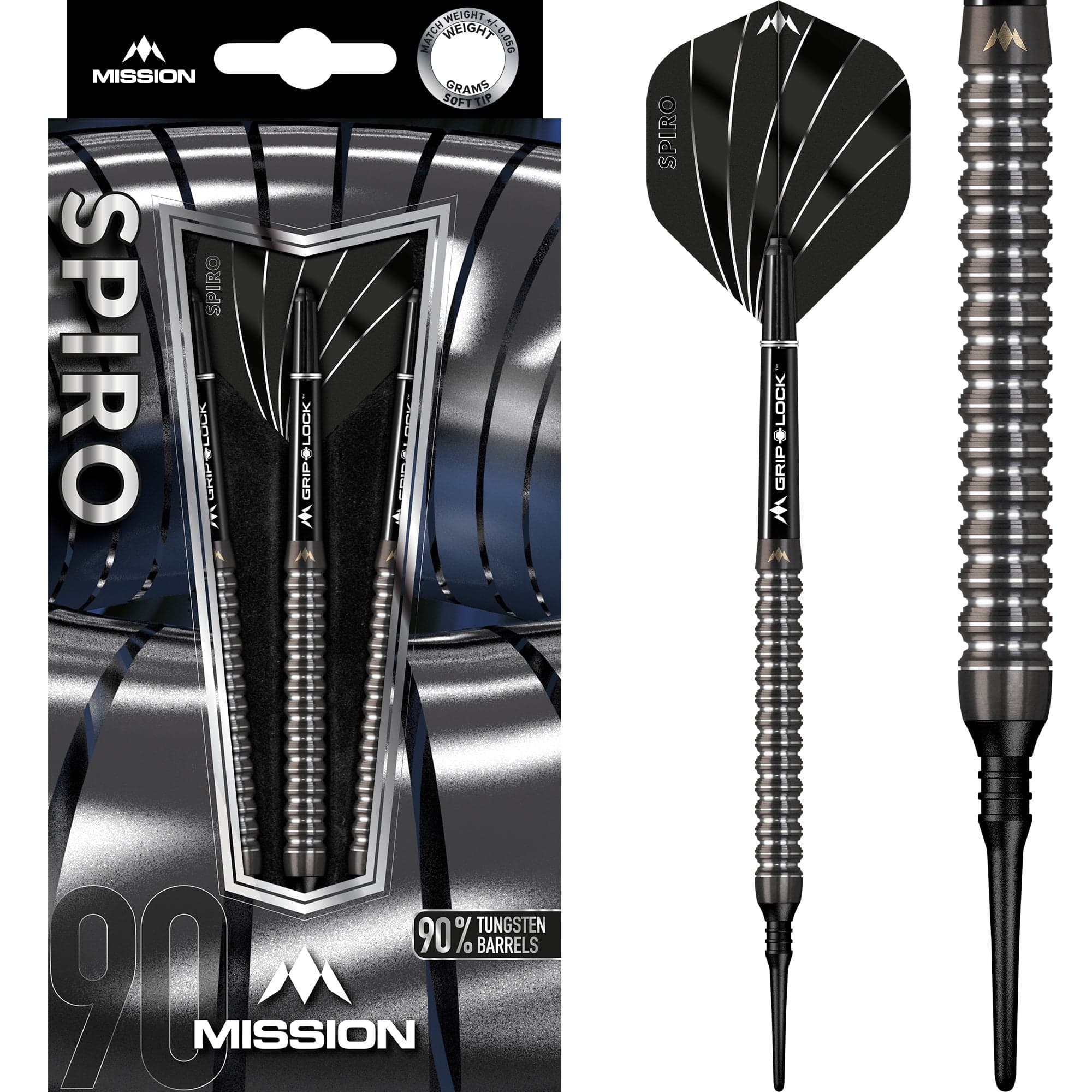 mission-darts-spiro-m1-fl-chettes-soft-tip-90-tungst-ne-noir-20-g image 1