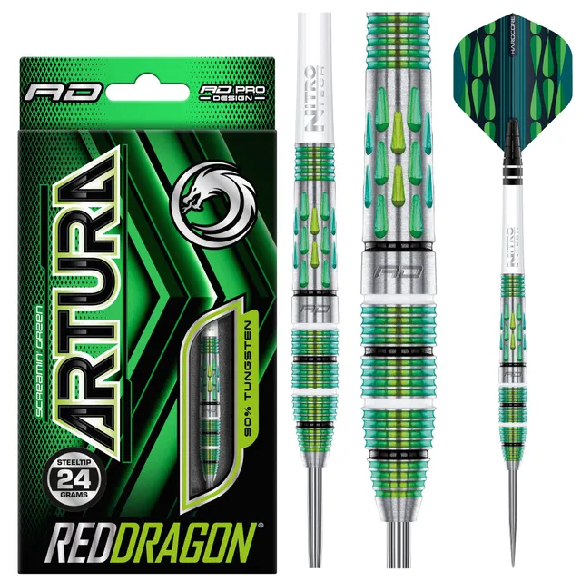 red-dragon-darts-artura-screamin-green-fl-chettes-90-tungst-ne image 1