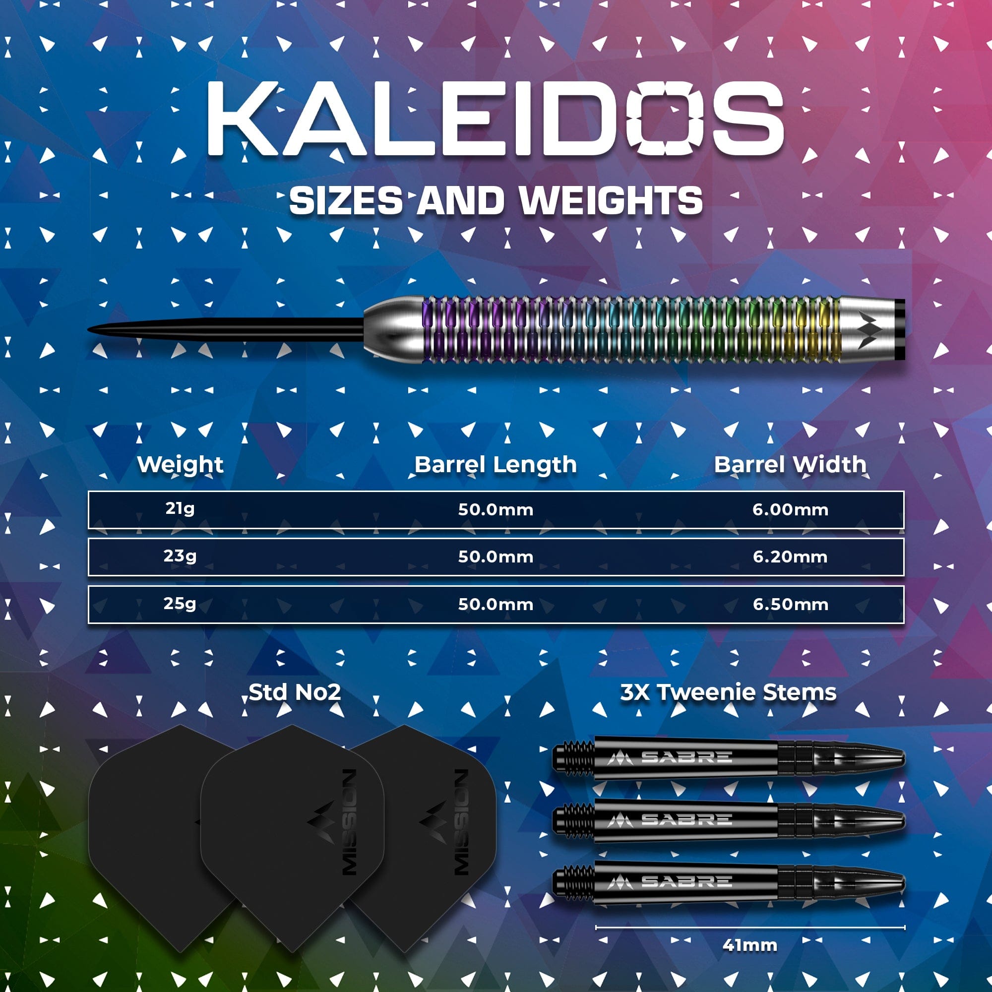 mission-darts-kaleidos-steel-tip-95-tungst-ne-21g-23g-25g image 5