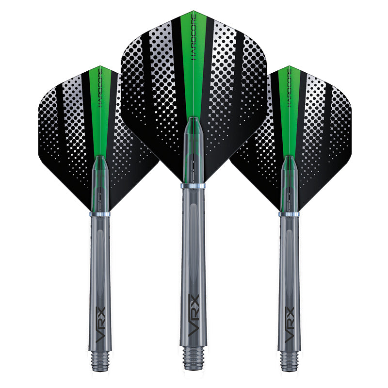 red-dragon-darts-hardcore-green-flash-tiges-vrx-flash-combo-ailettes-et-tiges image 1