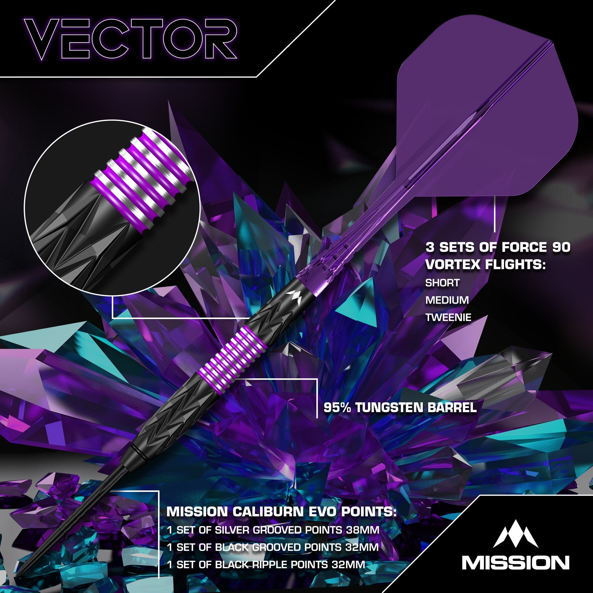 mission-darts-vector-fl-chettes-pointe-acier-95-tungst-ne-black-pvd-violet image 3