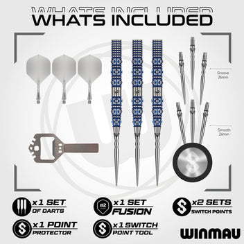 winmau-lunaris-tapered-switch-point-fl-chettes-bleu-lectrique image 2