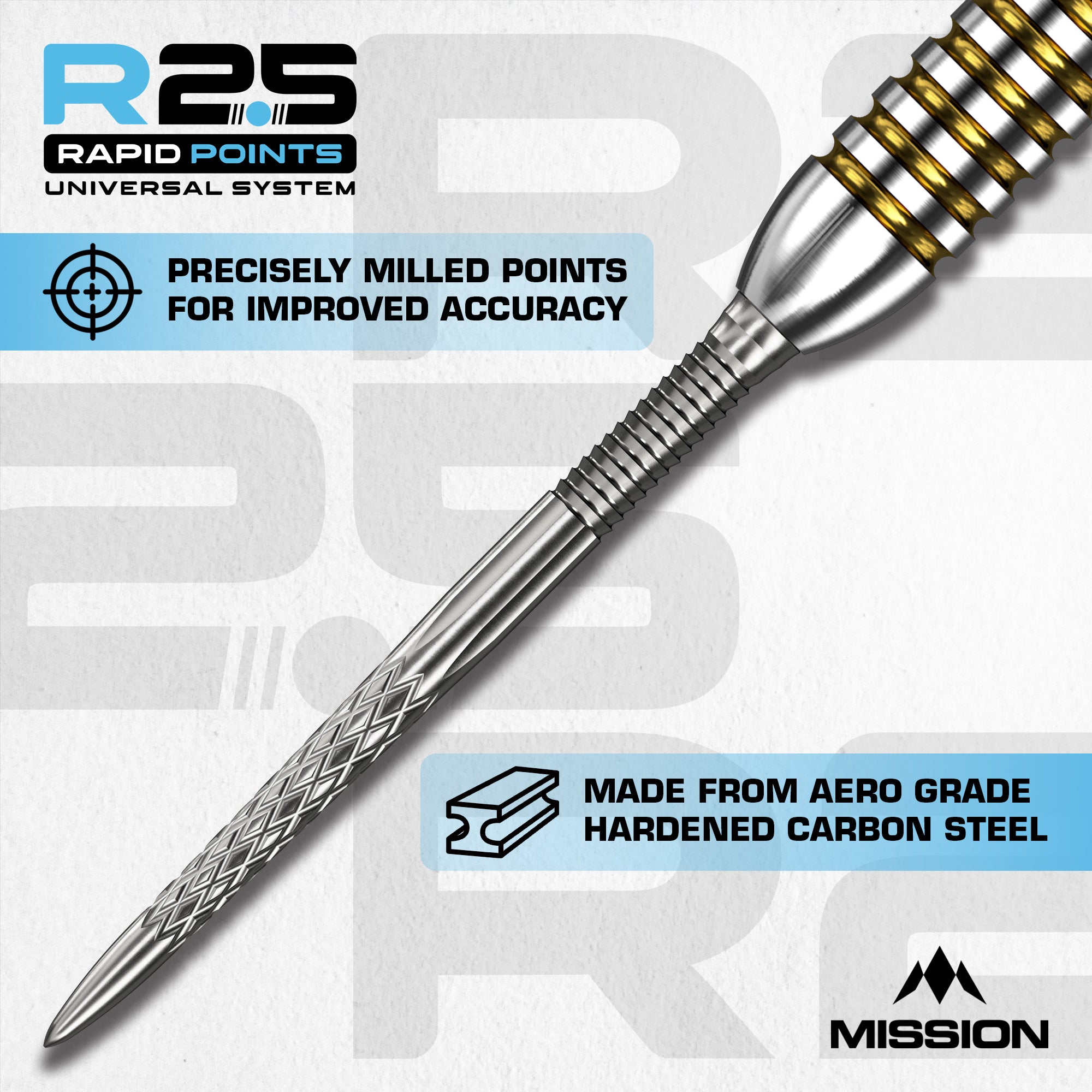 mission-darts-r2-5-rapid-pointes-acier-dsx-argent-30mm-35mm-40mm image 6