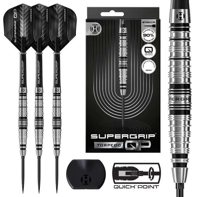 harrows-supergrip-qp-torpedo-90-quick-point-fl-chettes-steel-tip image 1
