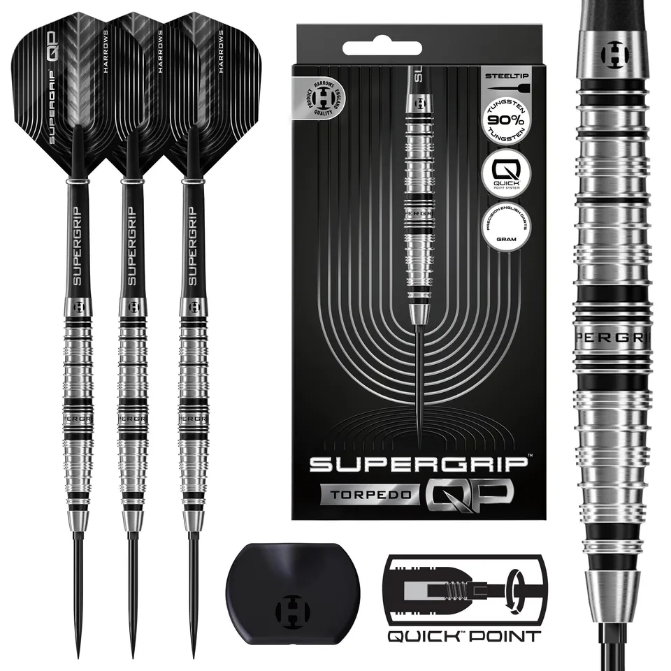 harrows-supergrip-qp-torpedo-90-quick-point-fl-chettes-steel-tip image 1