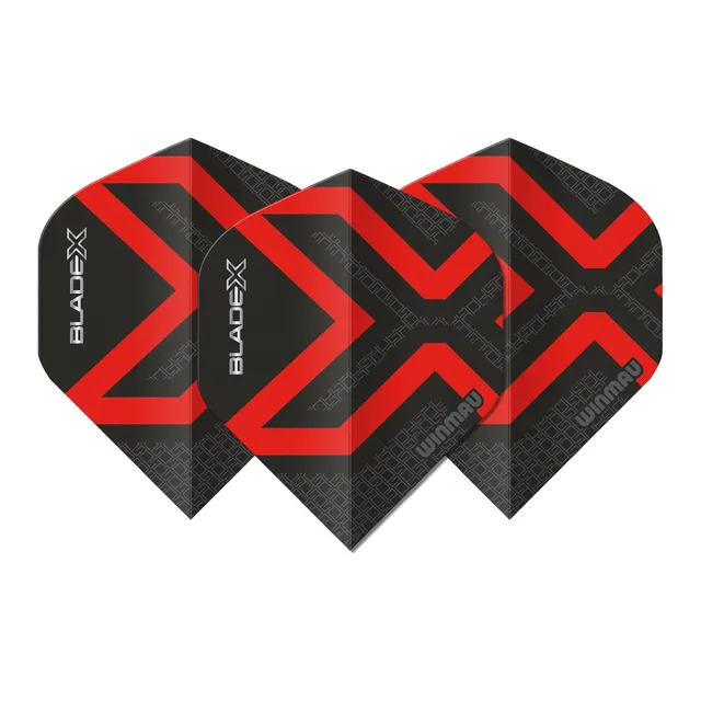 winmau-blade-x-prism-delta-metallic-black-red-ailettes-standard image 1