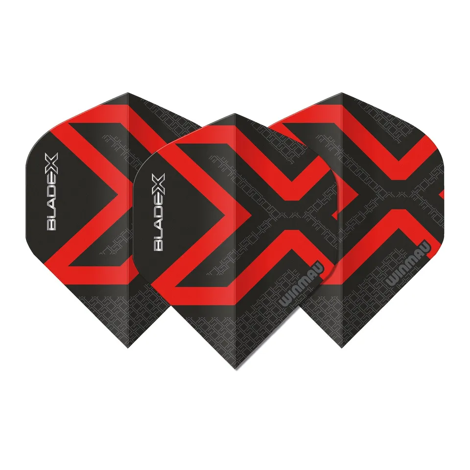winmau-blade-x-prism-delta-metallic-black-red-ailettes-standard image 1