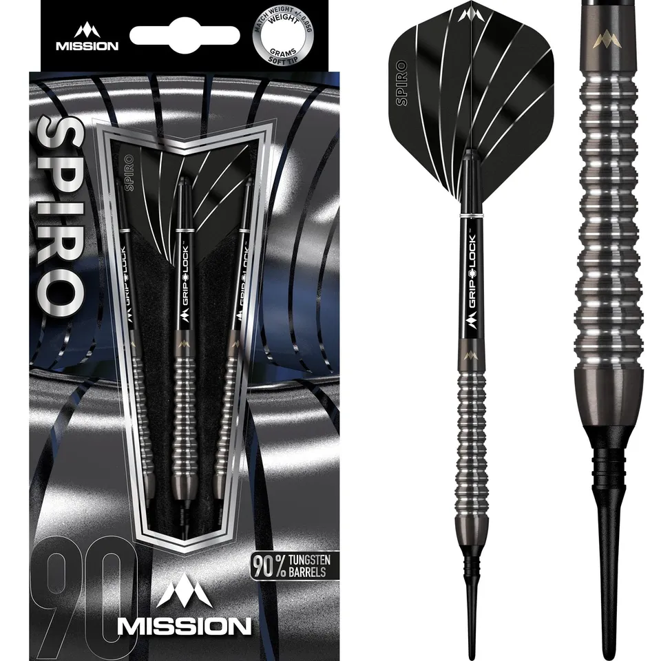 mission-darts-spiro-m2-fl-chettes-soft-tip-19g-90-tungst-ne-noir-pvd-graphite image 1