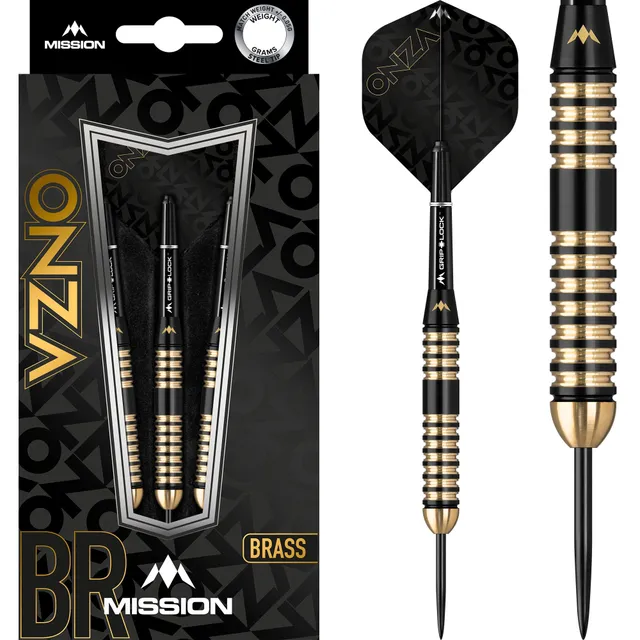 mission-darts-onza-m4-fl-chettes-pointe-acier-laiton-noir-et-or image 1