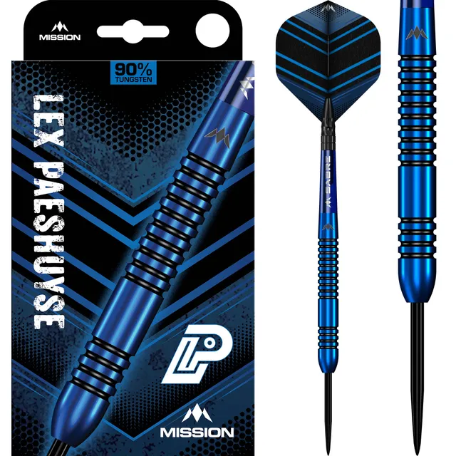 mission-darts-lex-paeshuyse-steel-tip-blue-black-90-tungst-ne-fl-chettes-pointe- image 1