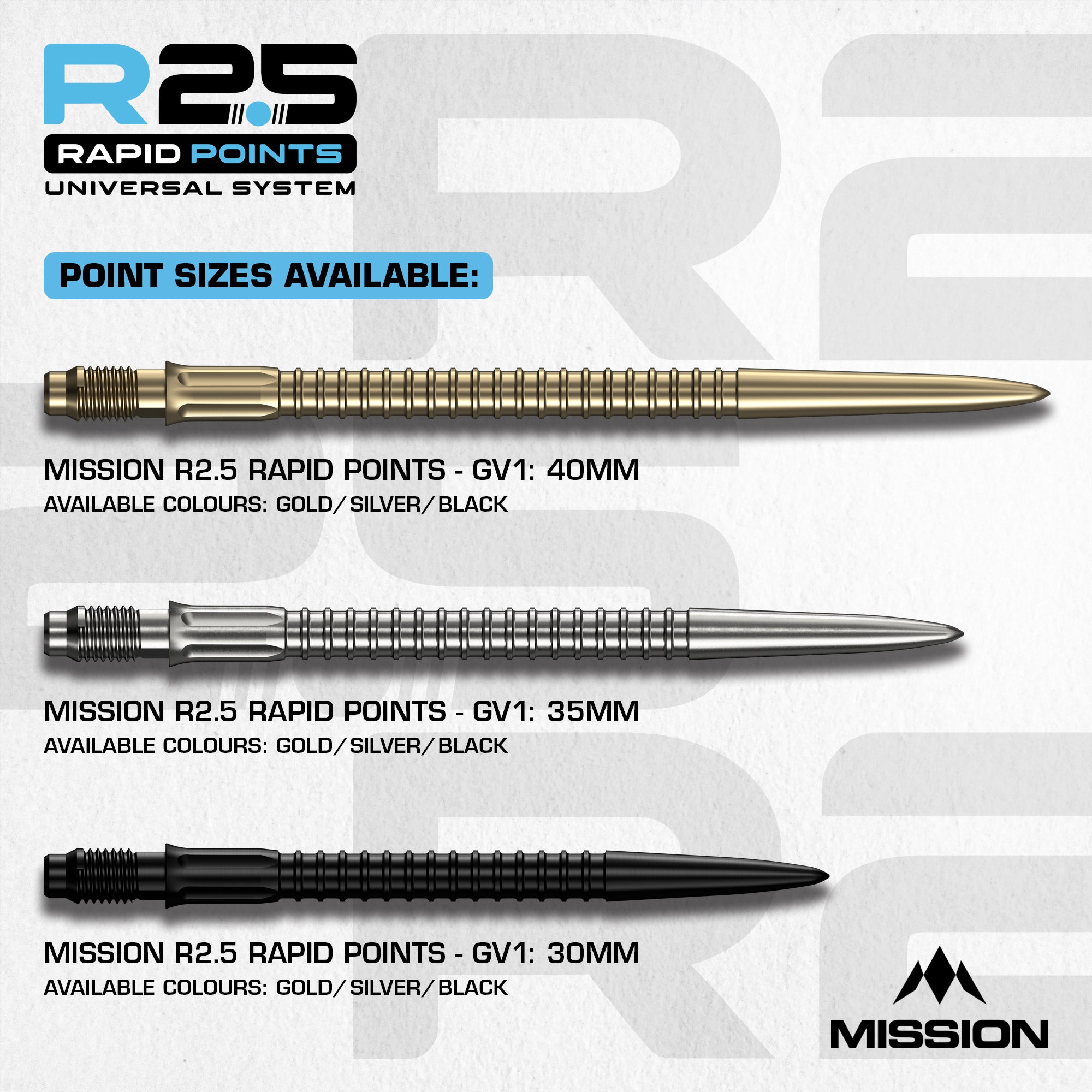 mission-r2-5-rapid-pointes-steel-tip-gv1-argent-30mm image 5