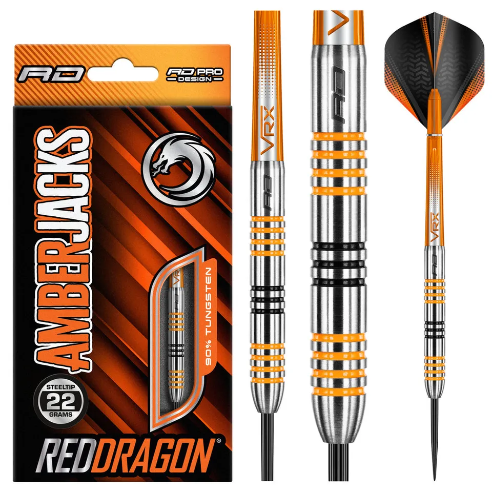 red-dragon-amberjack-3-fl-chettes-pointe-acier-noir-et-orange image 1
