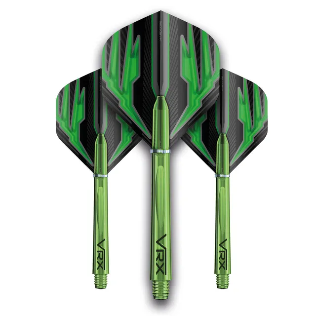 red-dragon-darts-flight-shaft-combo-vrx-green-lot-ailettes-tiges image 1