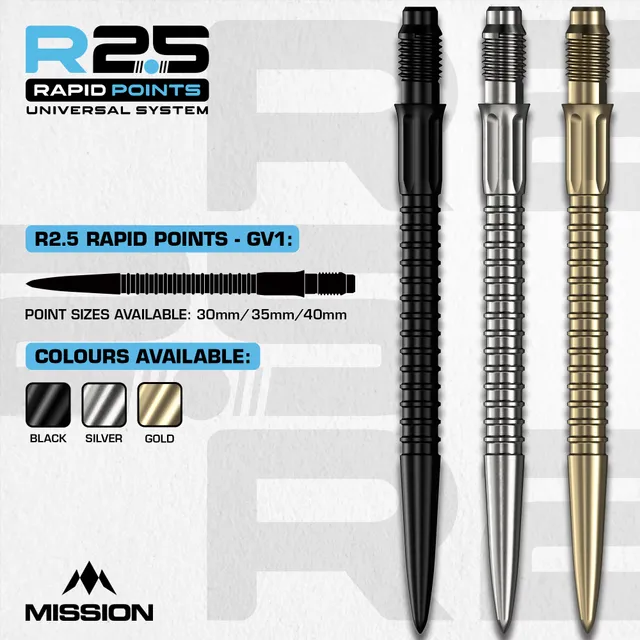 mission-r2-5-rapid-pointes-steel-tip-gv1-argent-30mm image 1