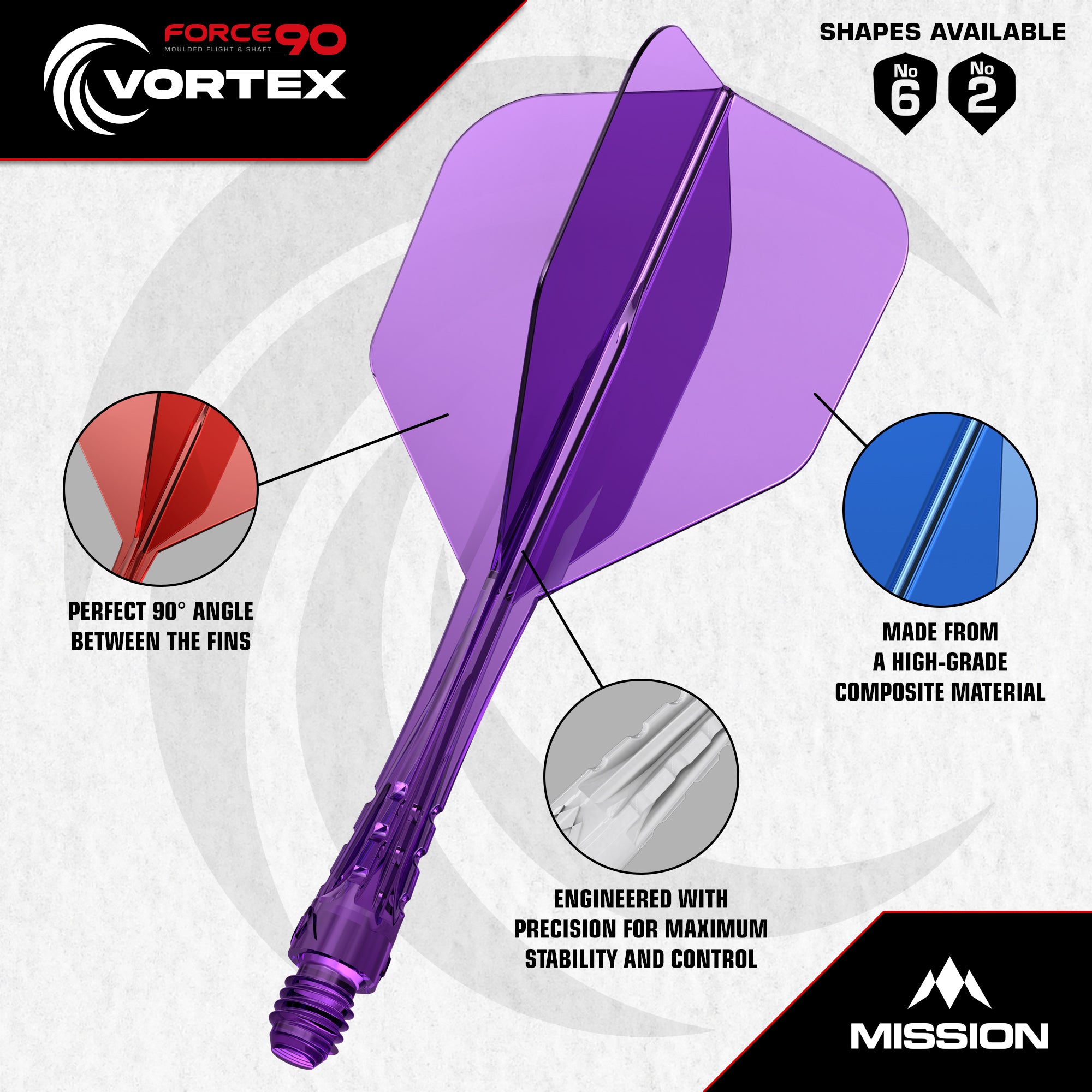 mission-force-90-vortex-ailette-tige-moul-e-standard-no6-vert-transparent image 3