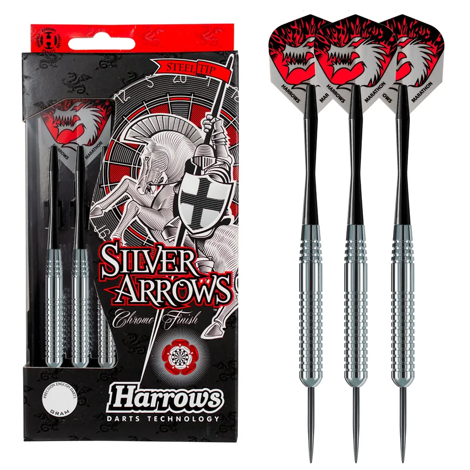 harrows-silver-arrows-ringed-fl-chettes-pointe-acier image 1