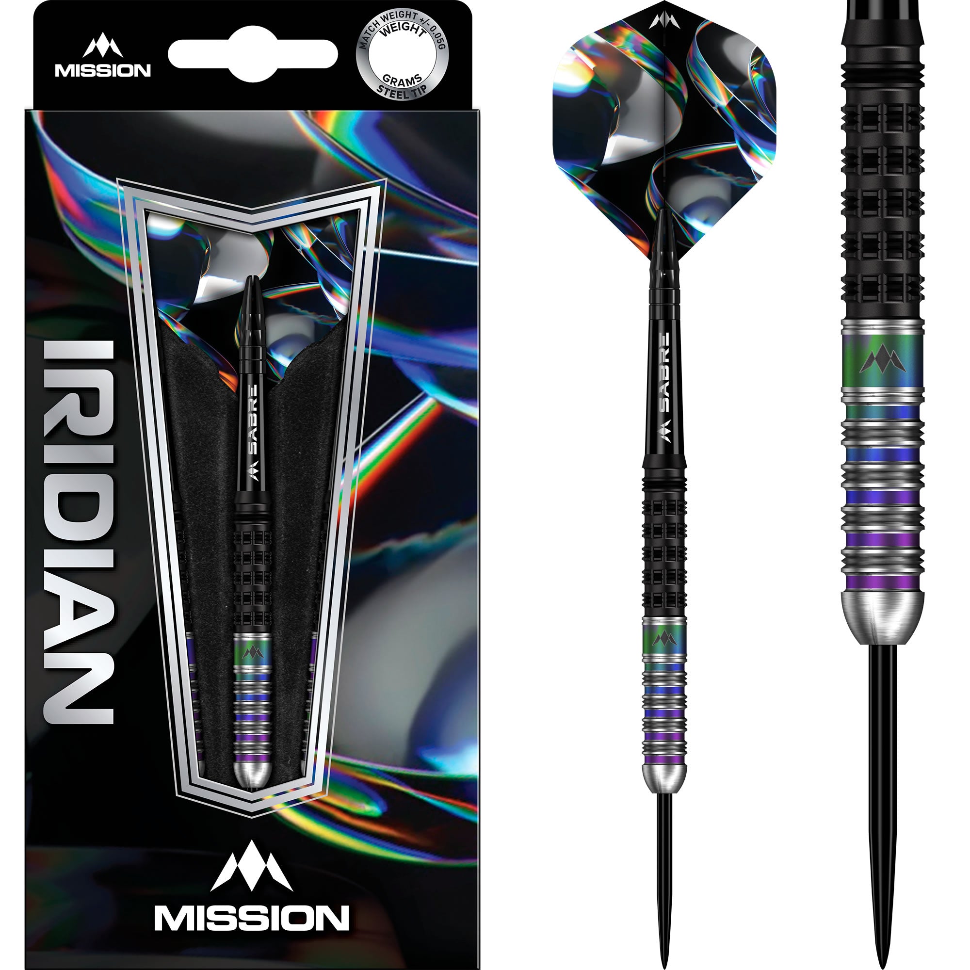 mission-darts-iridian-steel-tip-90-tungst-ne-noir-et-corail-pvd-22g image 1