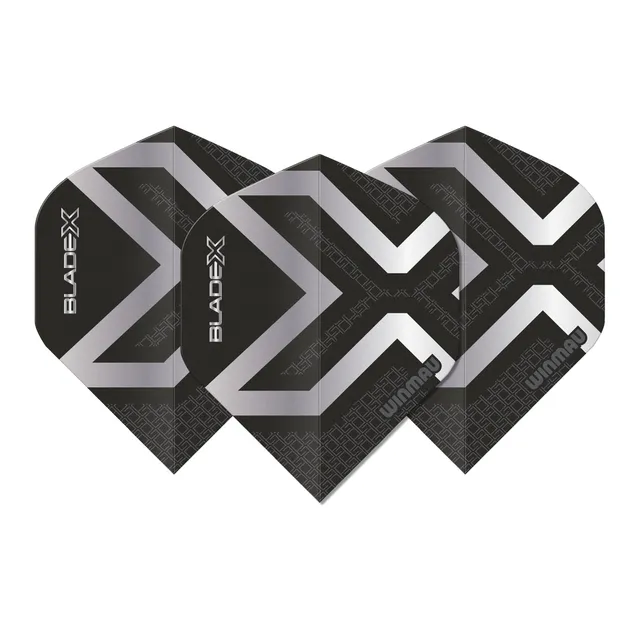 winmau-blade-x-prism-delta-metallic-black-silver-ailettes-standard-x3 image 1