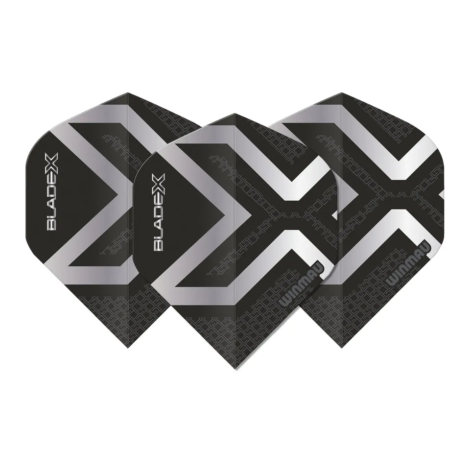 winmau-blade-x-prism-delta-metallic-black-silver-ailettes-standard-x3 image 1
