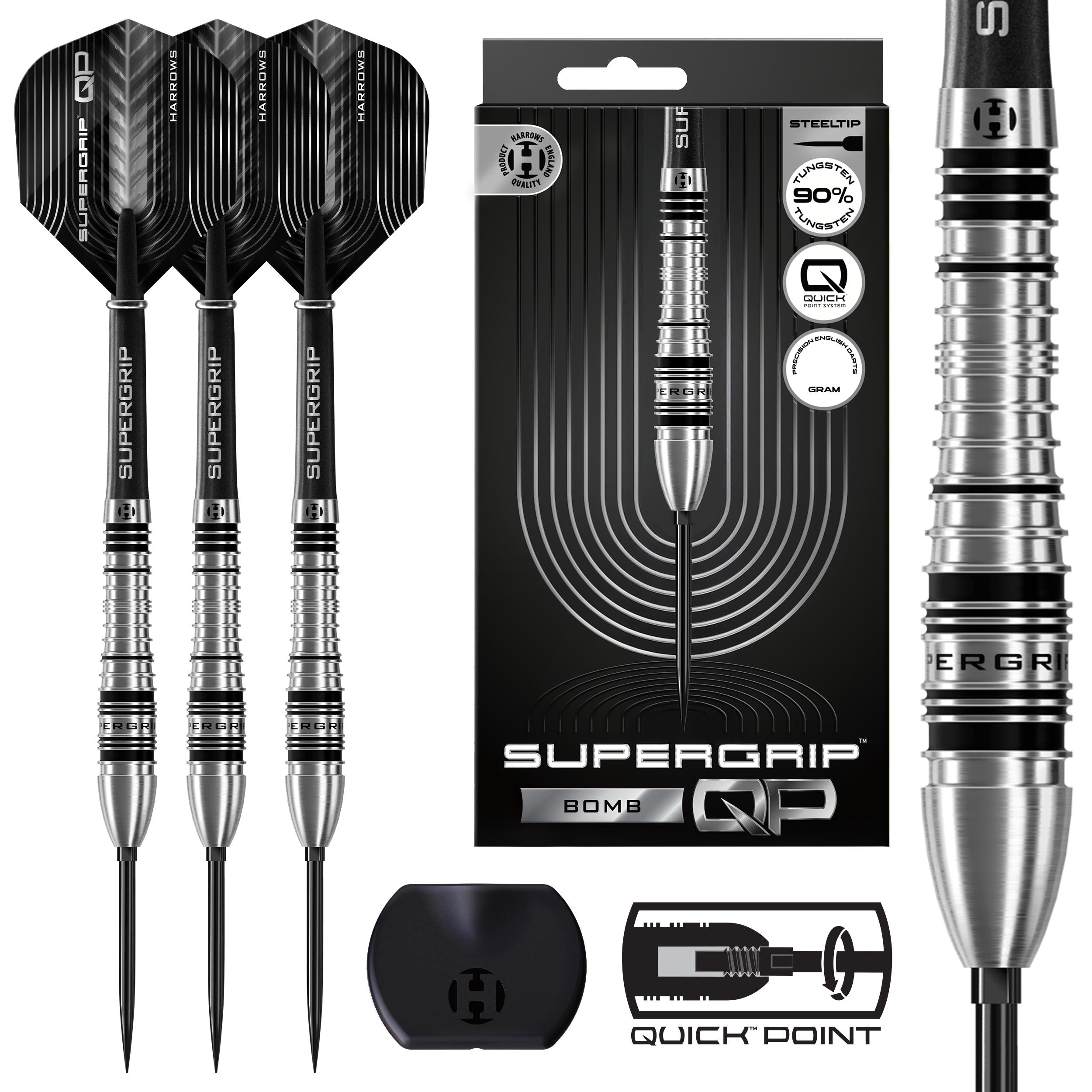 harrows-supergrip-qp-bomb-90-quick-point-fl-chettes-steel-tip image 1