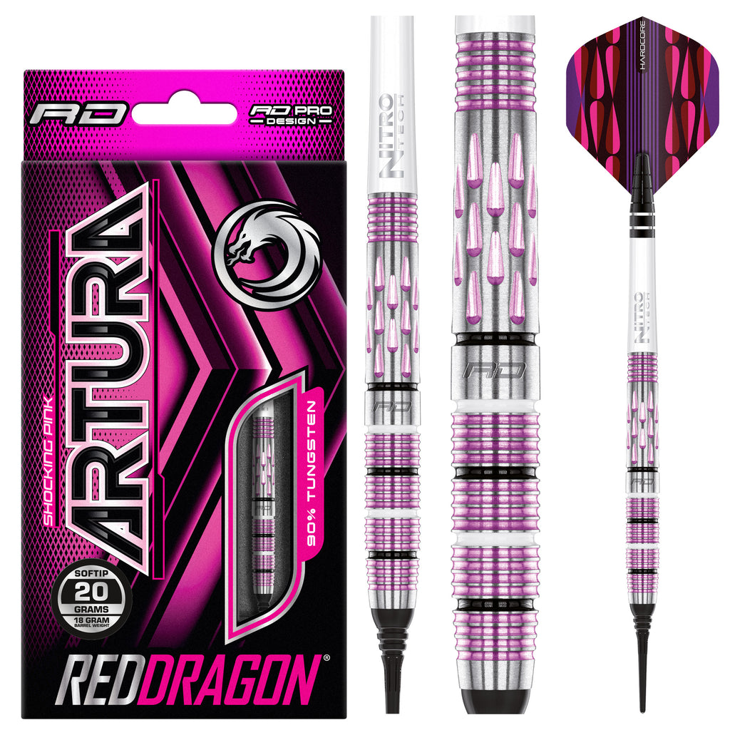 red-dragon-artura-shocking-pink-soft-tip-fl-chettes-pointe-souple-teardrop image 1