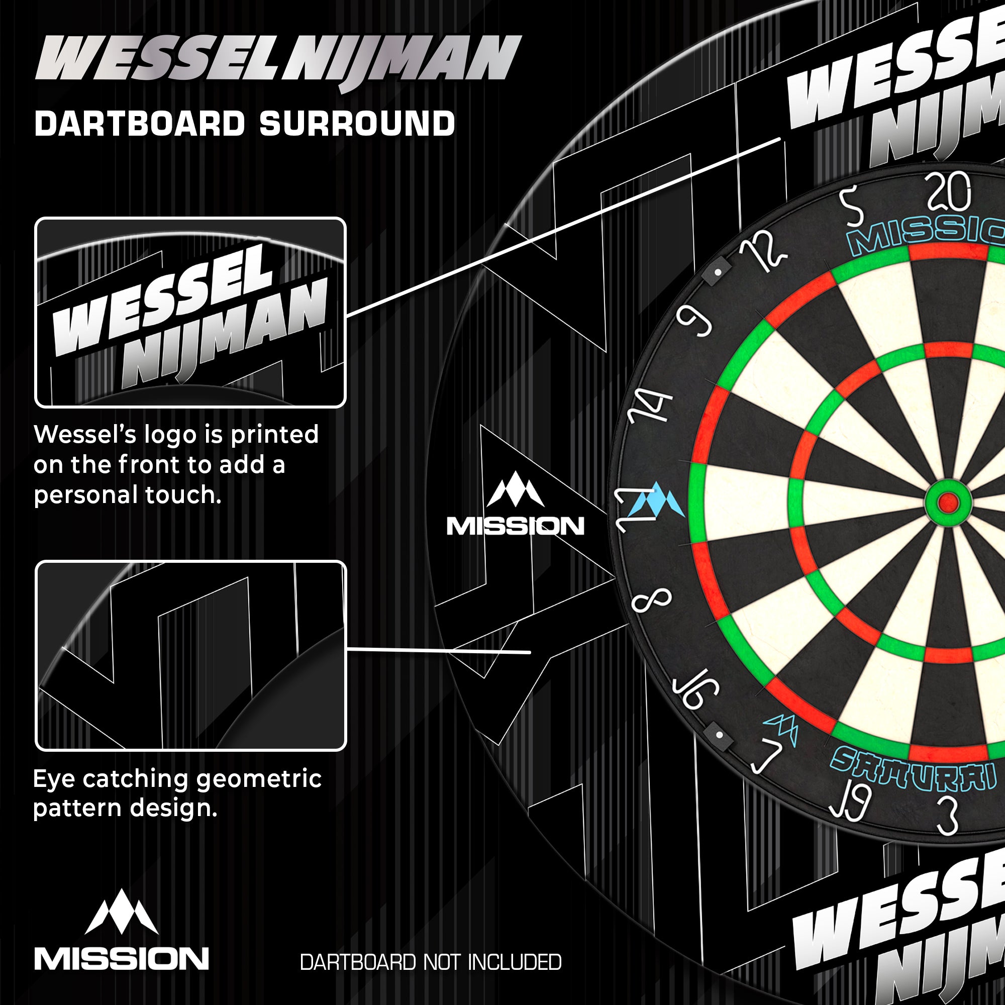 mission-darts-wessel-nijman-contour-de-cible-en-polym-re-logo-joueur image 5
