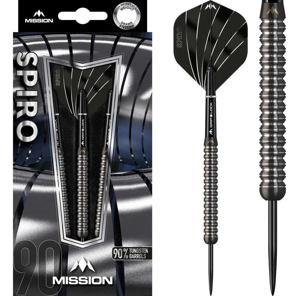 mission-darts-spiro-m1-fl-chettes-steel-tip-tungst-ne-90-black-pvd-graphite image 1