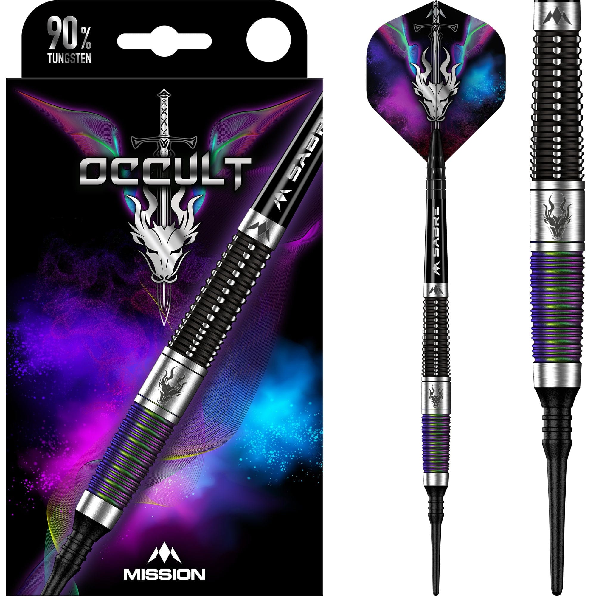mission-darts-occult-fl-chettes-soft-tip-90-tungst-ne-18g-noir-corail image 1