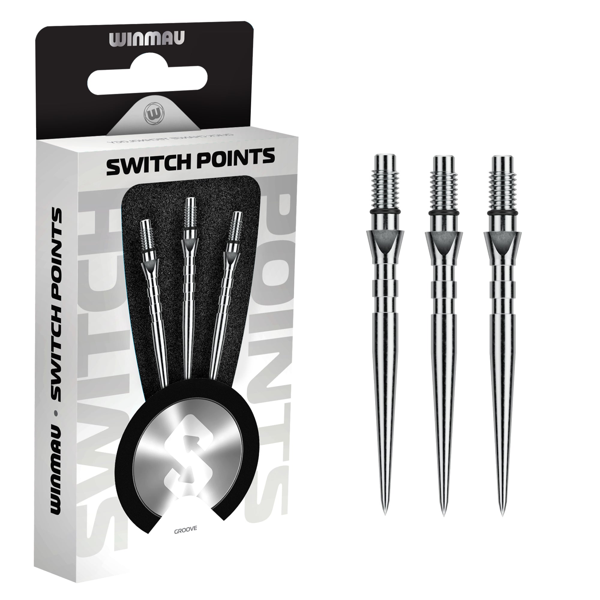 winmau-switch-points-grooved-silver-pointes-acier image 2