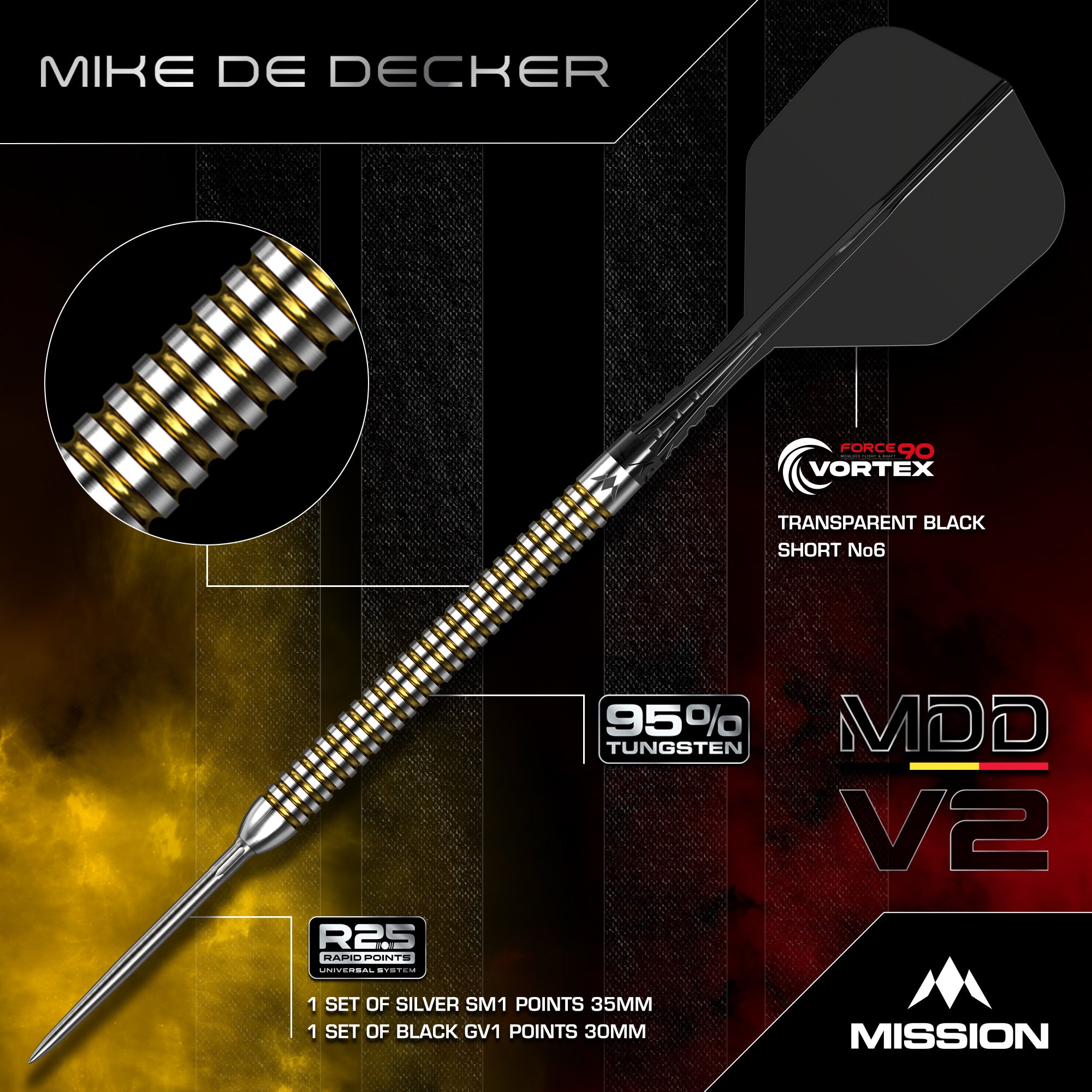 mission-darts-mike-de-decker-v2-fl-chettes-pointe-acier-95-tungst-ne image 2