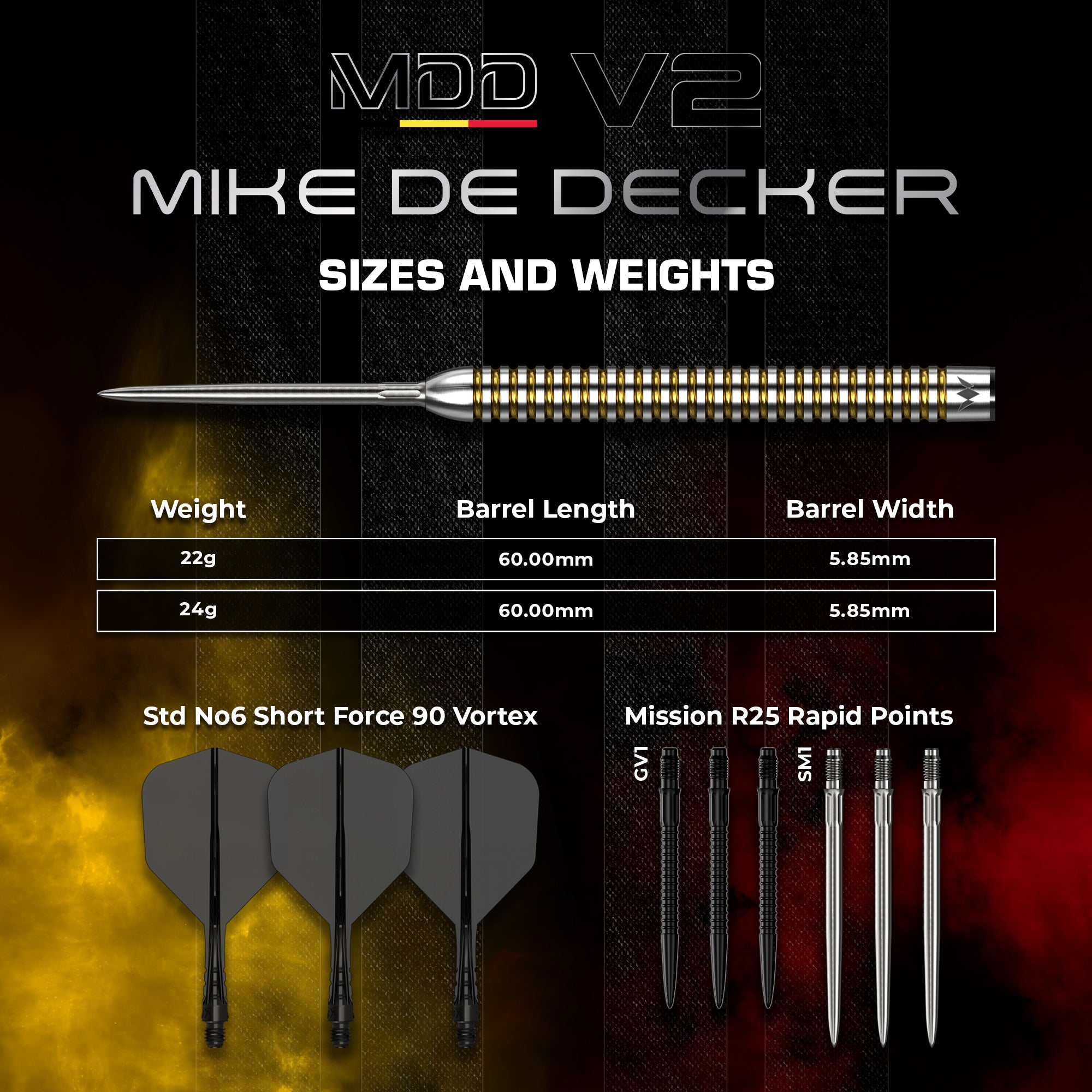 mission-darts-mike-de-decker-v2-fl-chettes-pointe-acier-95-tungst-ne image 3