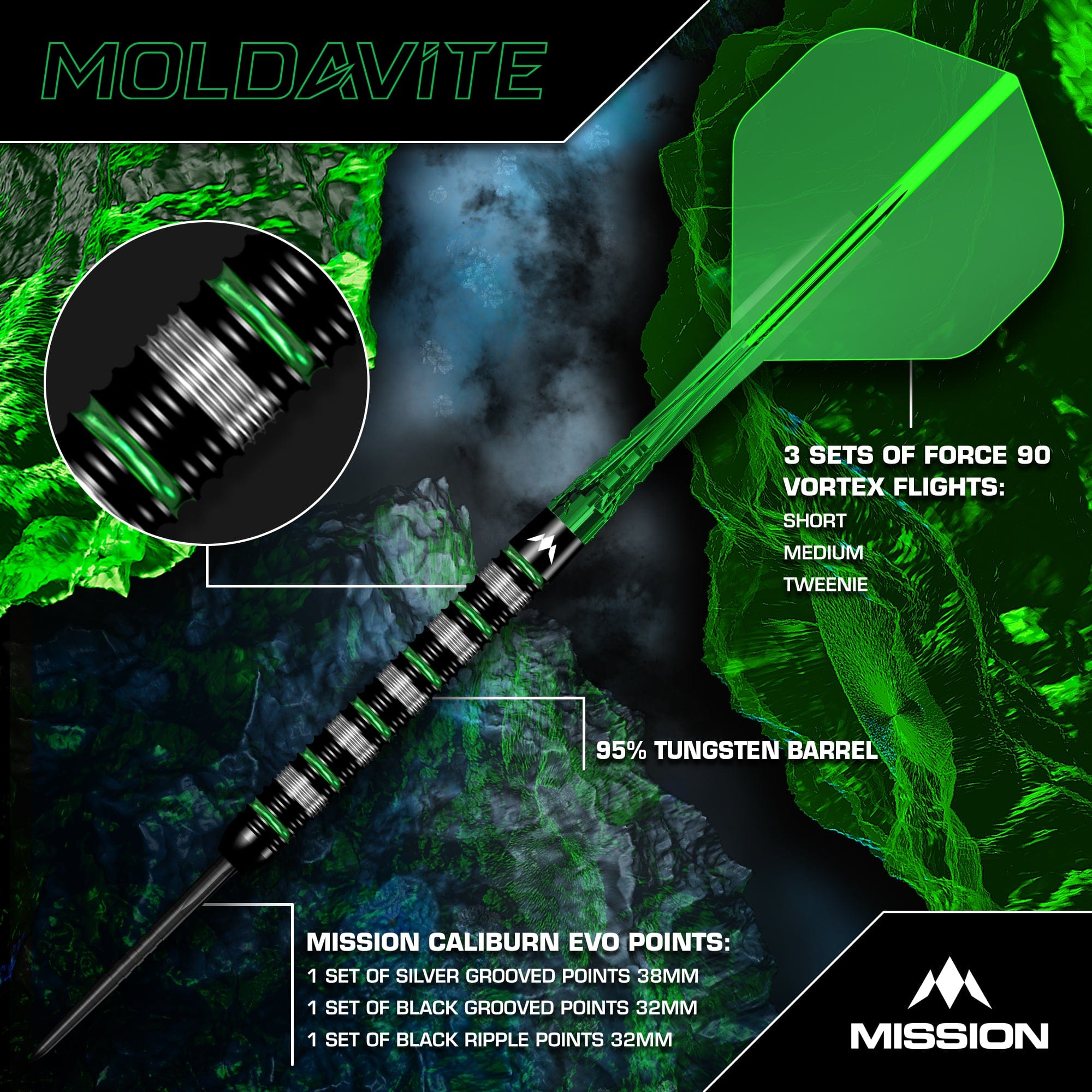 mission-darts-moldavite-fl-chettes-pointe-acier-95-tungst-ne-noir-et-vert-f-t-dr image 3