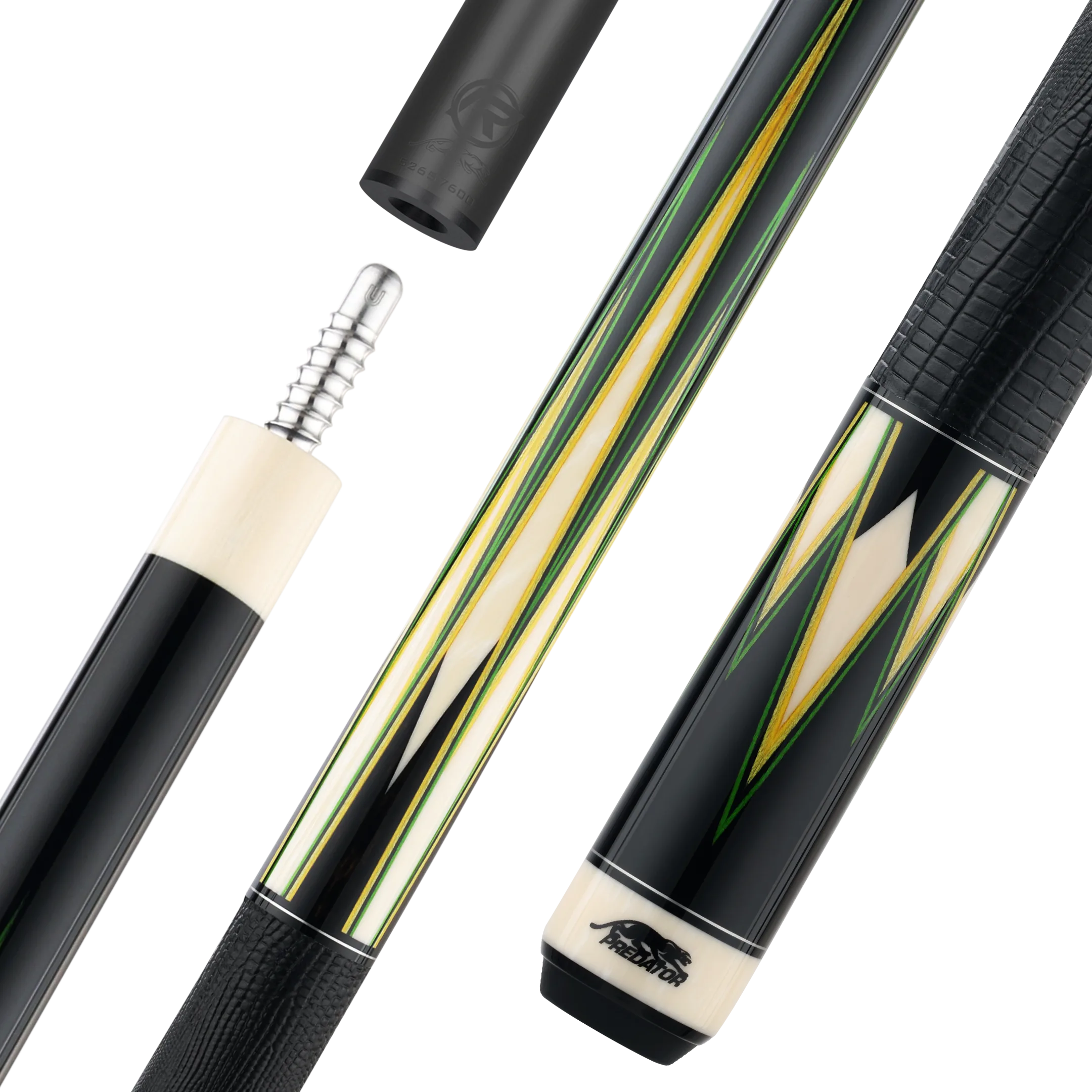 predator-true-splice-16-b-ne-points-vert-jaune-queue-de-pool-wrap-cuir image 1