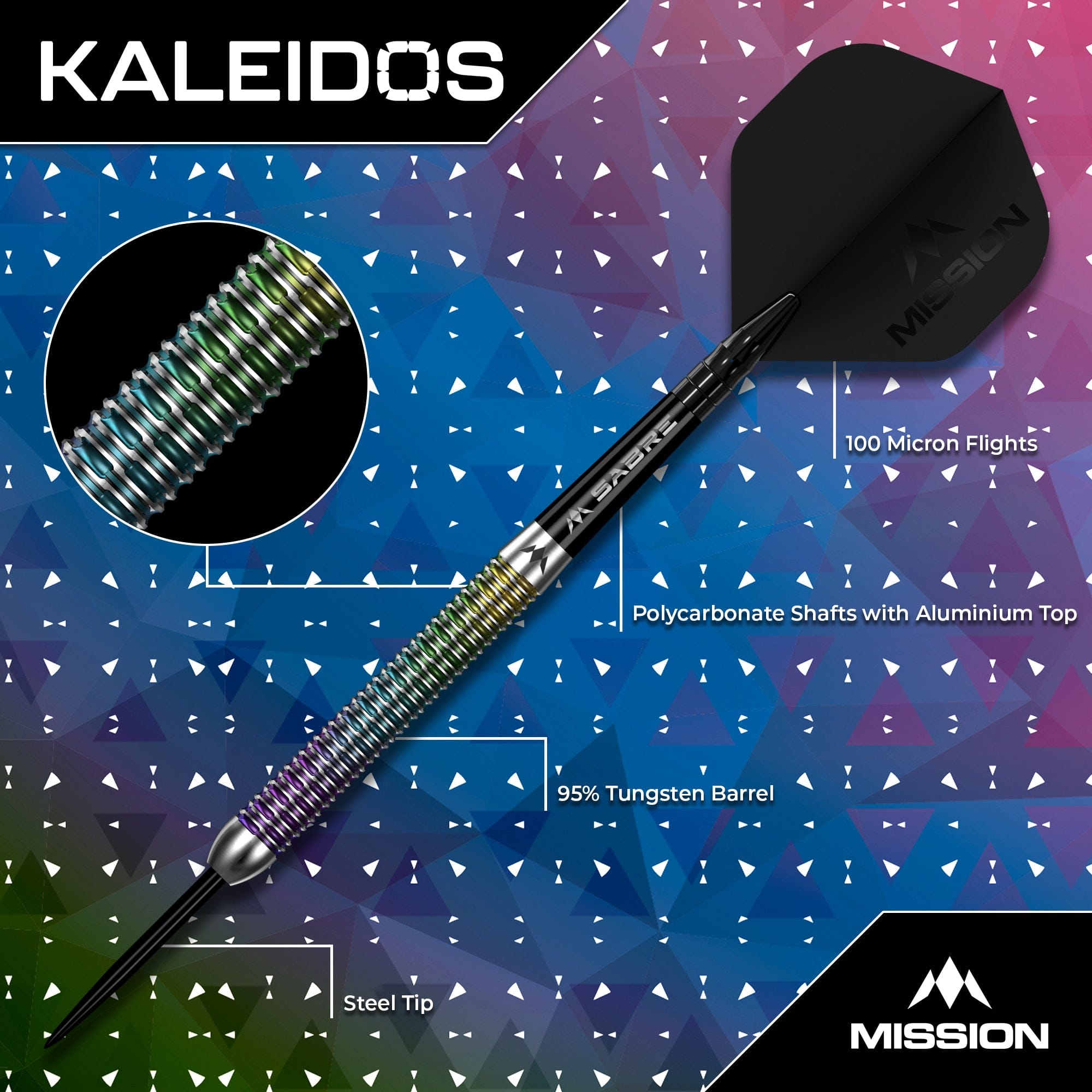 mission-darts-kaleidos-steel-tip-95-tungst-ne-21g-23g-25g image 3