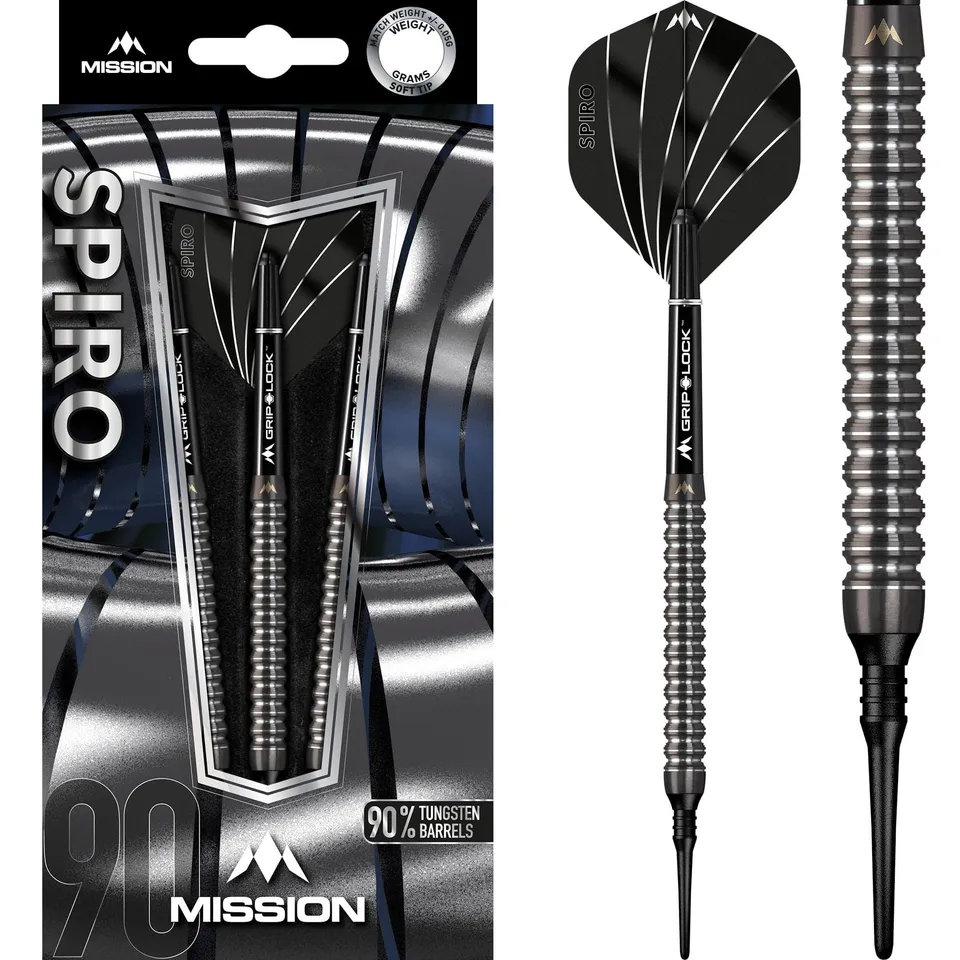 mission-darts-spiro-m1-fl-chettes-soft-tip-90-tungst-ne-noir-20-g image 1