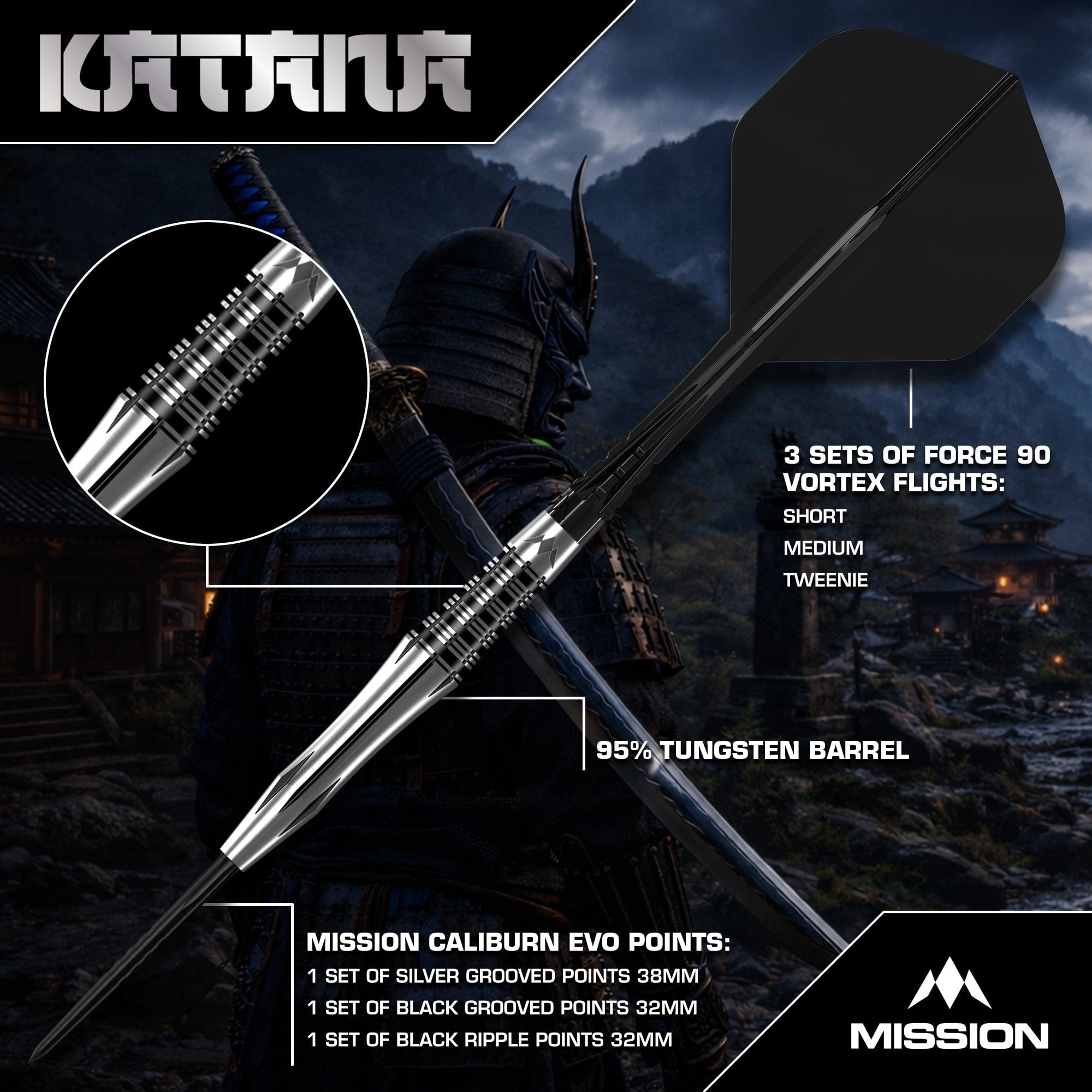 mission-darts-katana-fl-chettes-pointe-acier-tungst-ne-95-22g image 3