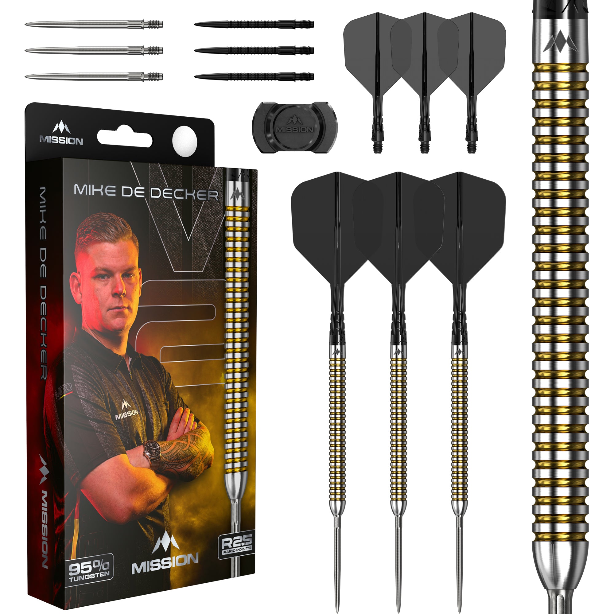 mission-darts-mike-de-decker-v2-fl-chettes-pointe-acier-95-tungst-ne image 1
