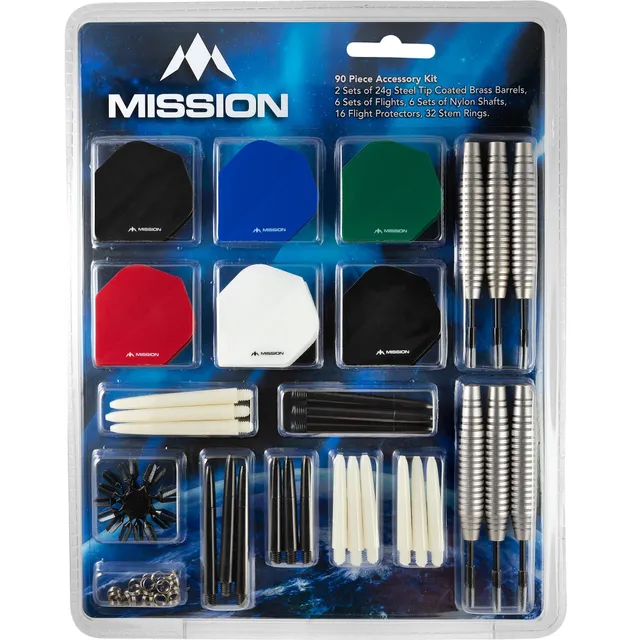 mission-darts-kit-accessoires-90-pi-ces-fl-chettes-steel-tip-flights-tiges image 1