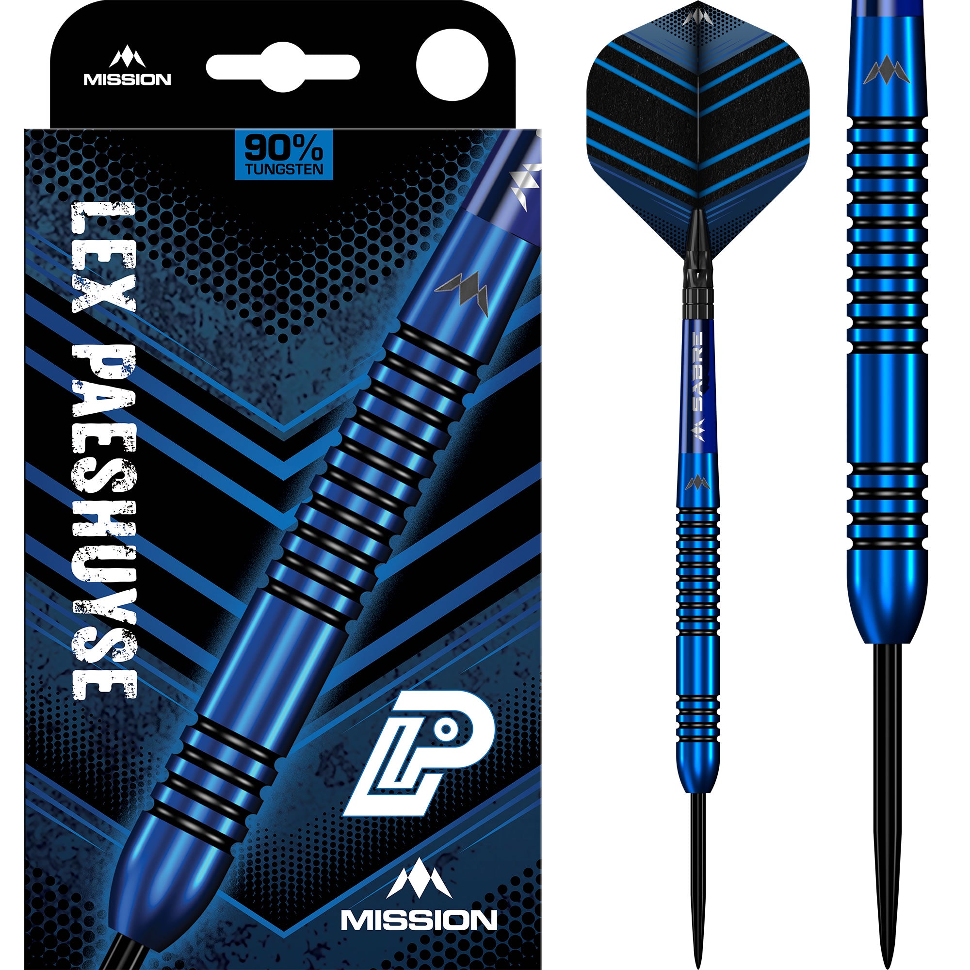 mission-darts-lex-paeshuyse-steel-tip-blue-black-90-tungst-ne-fl-chettes-pointe- image 1