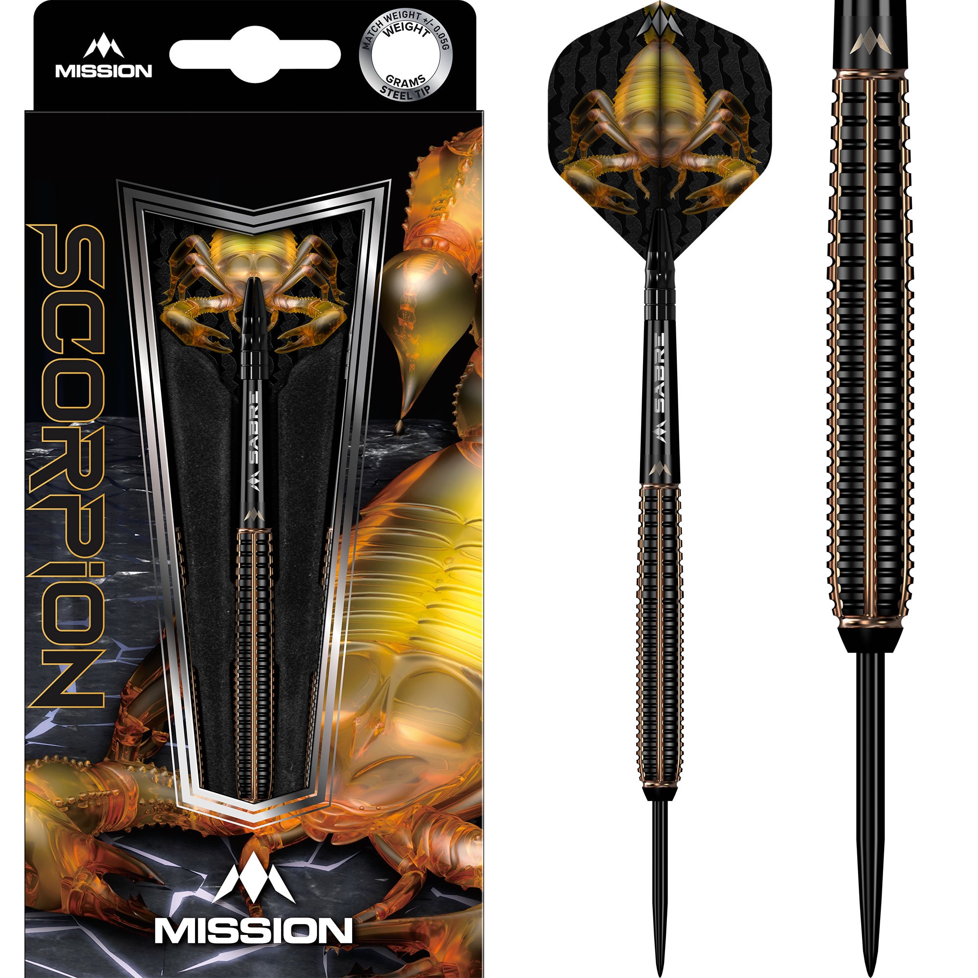 mission-darts-scorpion-fl-chettes-acier-tungst-ne-90-black-gold image 1