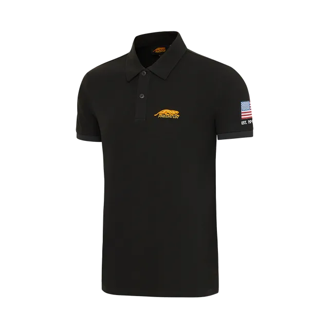 predator-polo-noir-logo-brod-jaune-v-tement-billard image 1