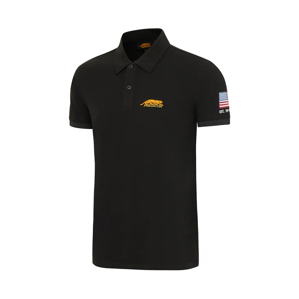 predator-polo-noir-logo-brod-jaune-v-tement-billard image 1